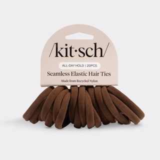 Recycled Fabric Seamless Hair Elastics 20pc Set | Chocolate