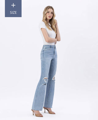 Lovervet Plus Jet Lag Tummy Control 90's Vintage Super High Flare Jeans