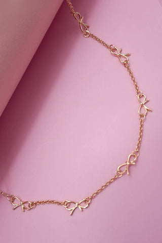 Cutout Bow Station Necklace