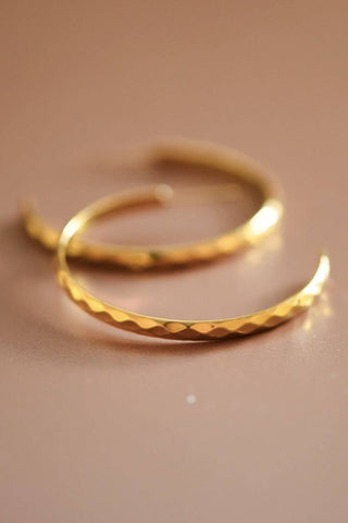 Hammered Hoop Earrings | 18K Gold PVD Plated Waterproof Stainless Steel