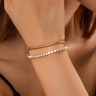 Double Snake Chain Crystal Bracelet