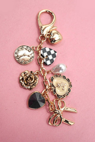 Checkered Bow Bag Charm