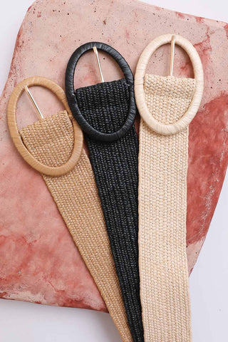 Raffia Oval Buckle Belt - Eco Chic | Natural