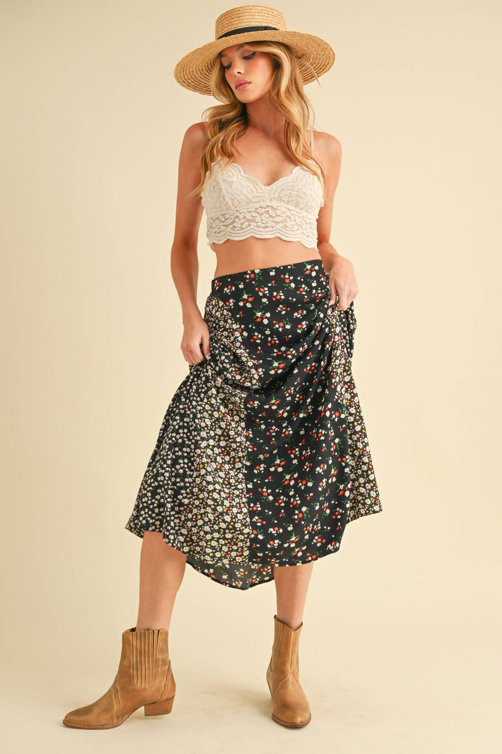 Melanie Skirt | Black Floral