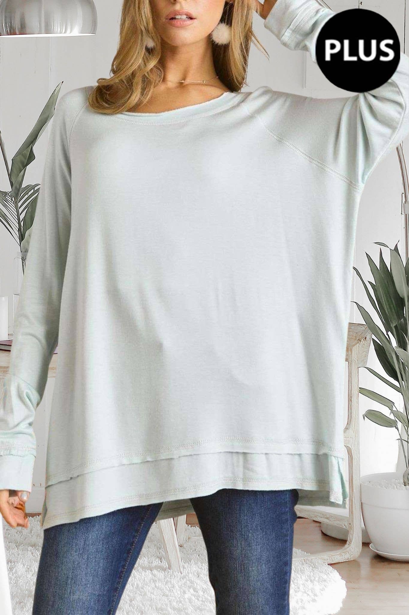 Tanya Plus Size Boat Neck Tunic Top | Sand