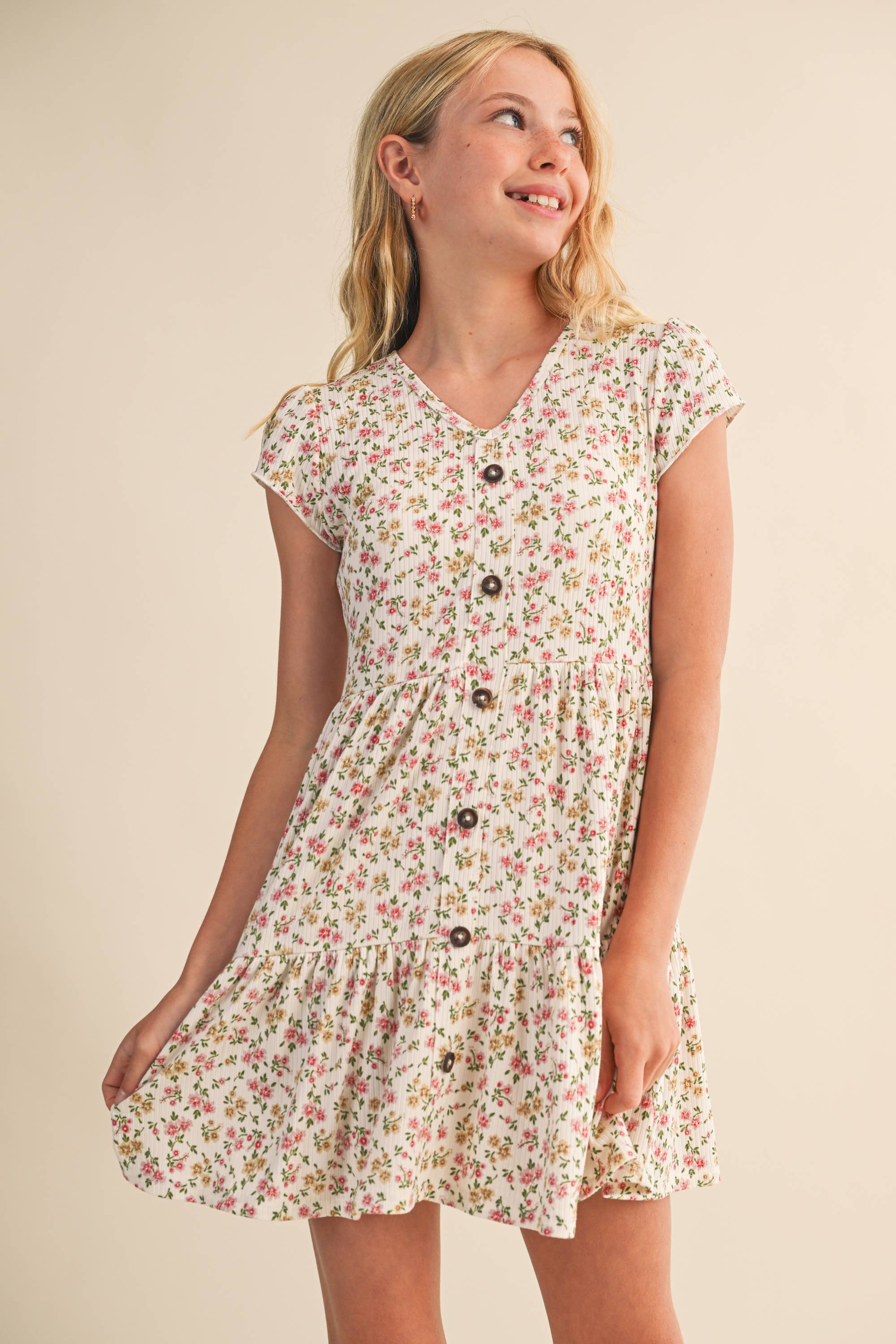 Delaney Tween Tiered Floral Dress
