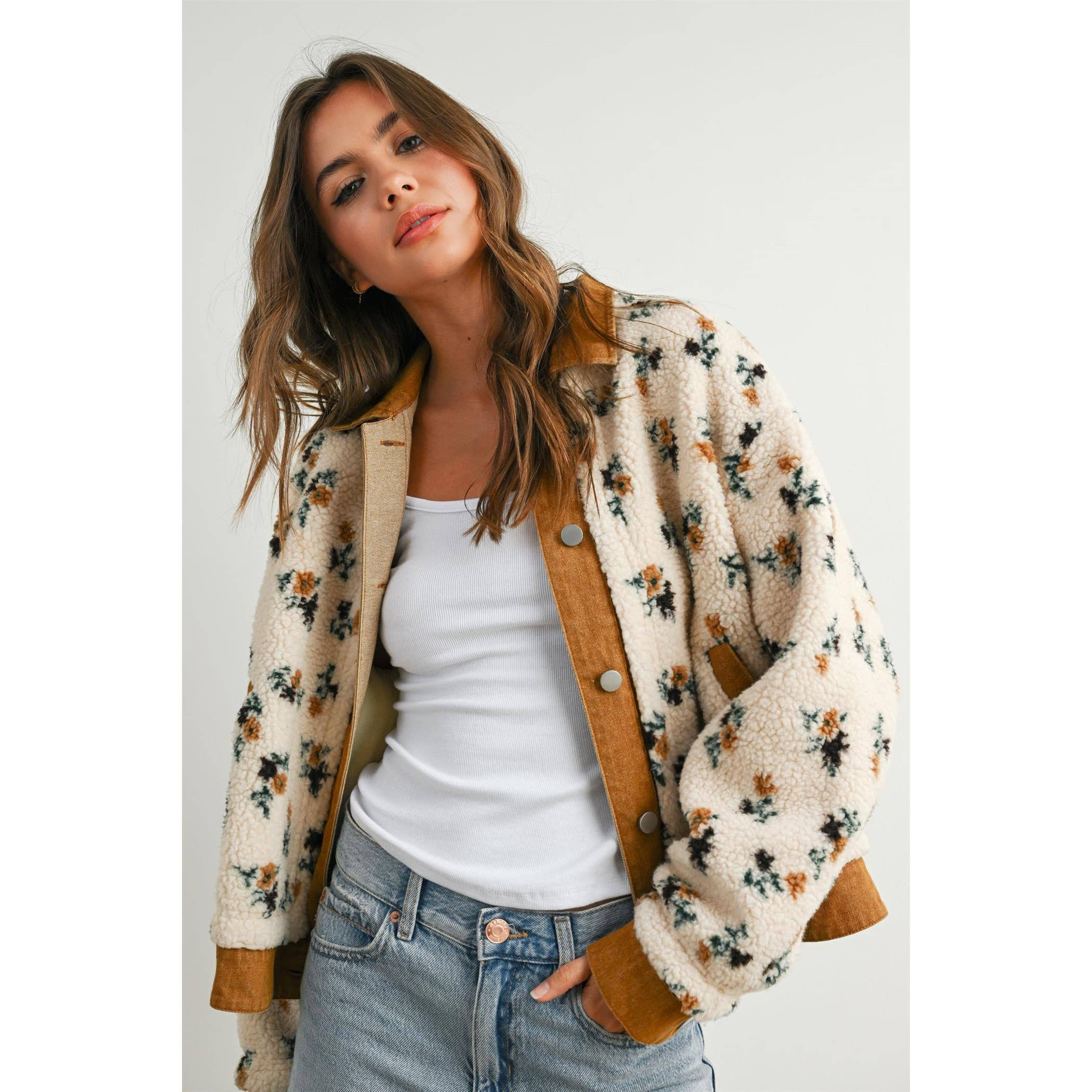 Fiona Floral Collared Button-Down Jacket