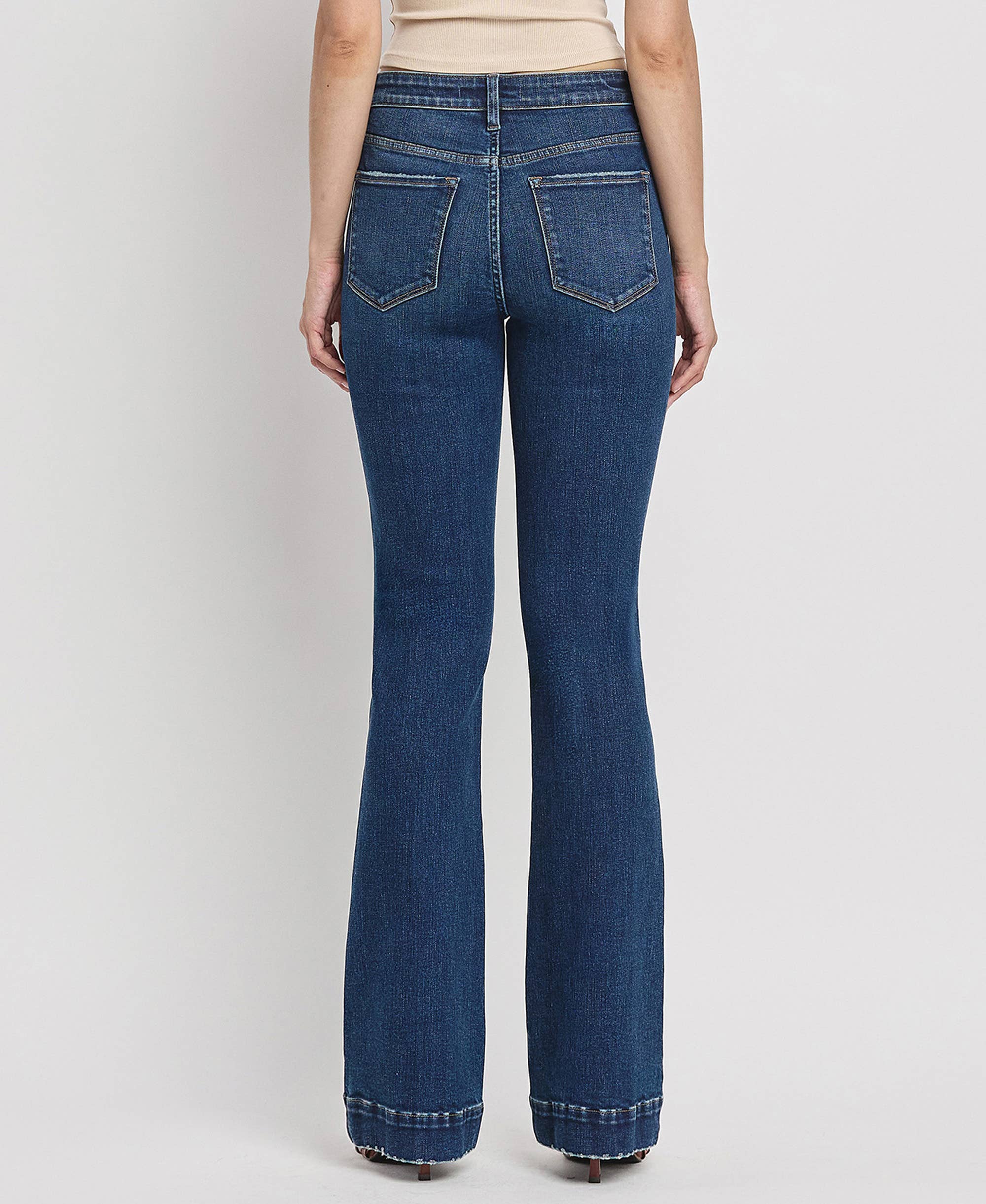 VERVET by Flying Monkey - High Rise Trouser Hem Bootcut Jeans