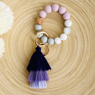 Bangle + Tassel Keychain | Black Leopard