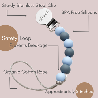 Ali+Oli Silicone Pacifier Clip | Iron