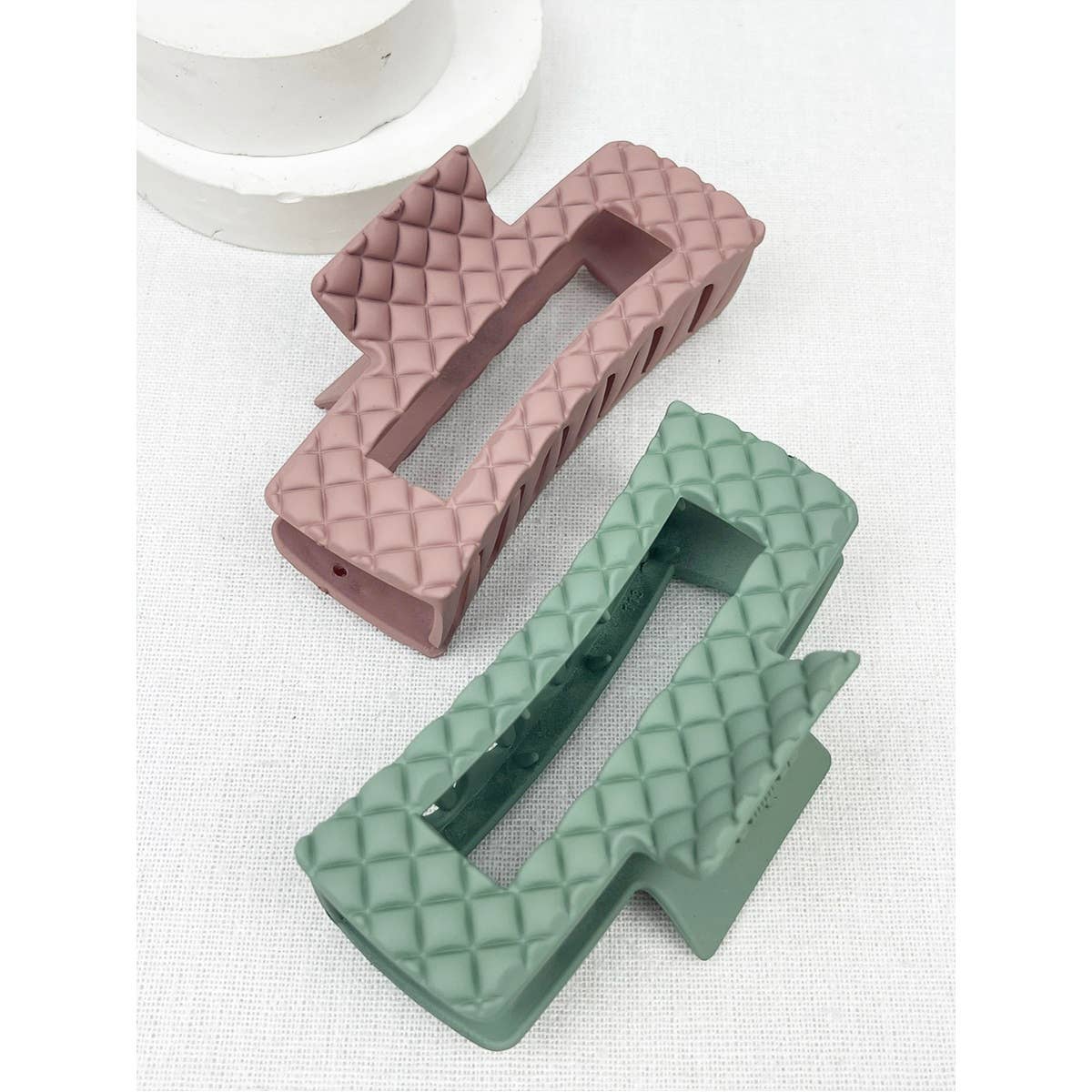 Matte Embossed Cut Out Rectangle Hair Clips | Multiple Colors