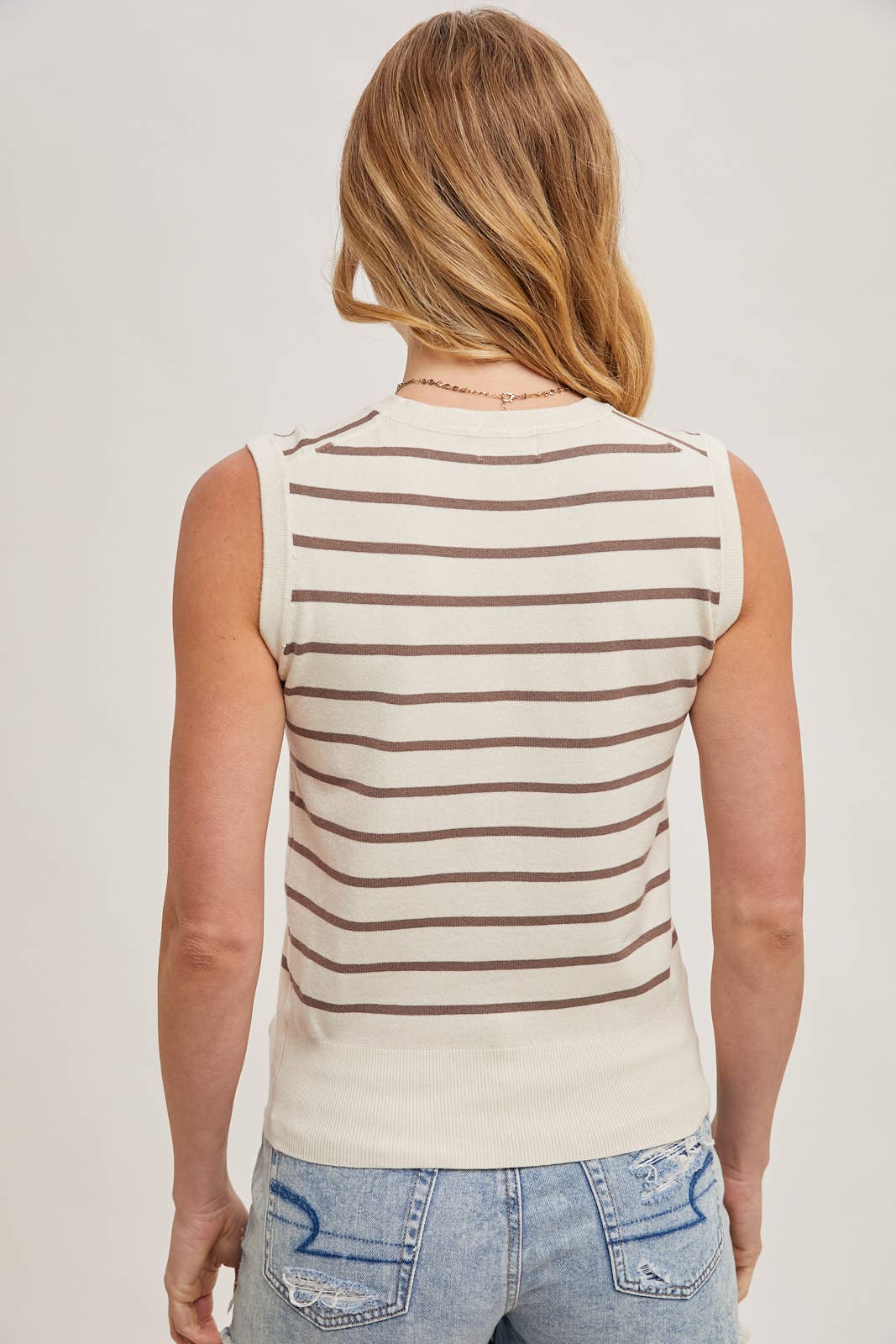 Mallory Striped Muscle Knit Tank | Black