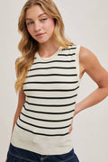 Mallory Striped Muscle Knit Tank | Black