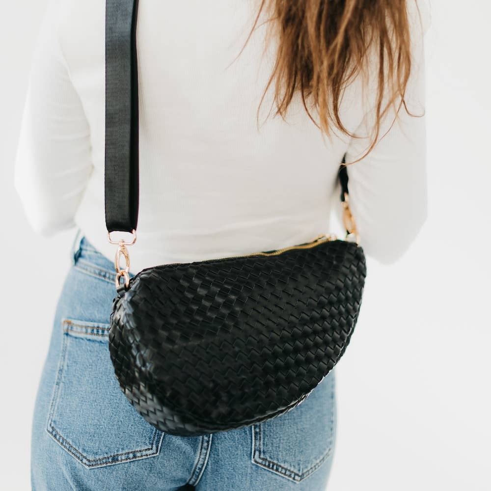 Romee Woven Saddle Bag | Black