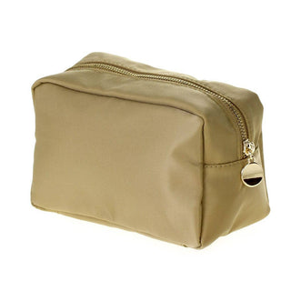 Emma Round Zippered Nylon Cosmetic Pouch Bag | White
