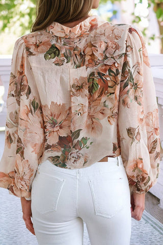 Franny Floral Puff Sleeve Lightweight Blouse