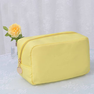 Emma Round Zippered Nylon Cosmetic Pouch Bag | Peach