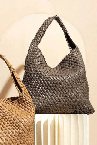 Tiara Woven Hobo Tote Bag With Pouch | Cumin