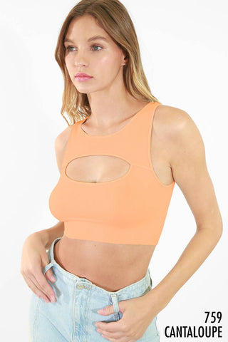 Ribbed Cutout Bra Top | Cognac