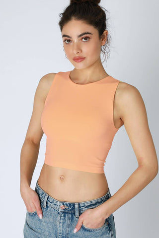Clean Line Crew Neck Crop Top. | White