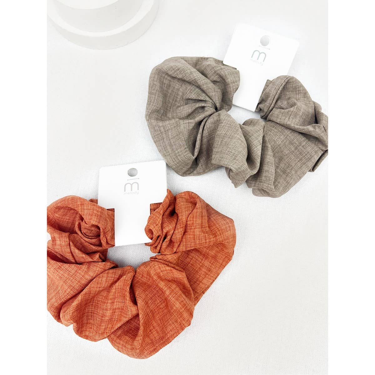 Soft Tone Linen Pattern Large Scrunchie