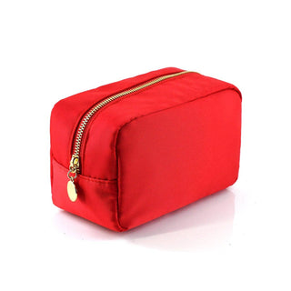Emma Round Zippered Nylon Cosmetic Pouch Bag | White