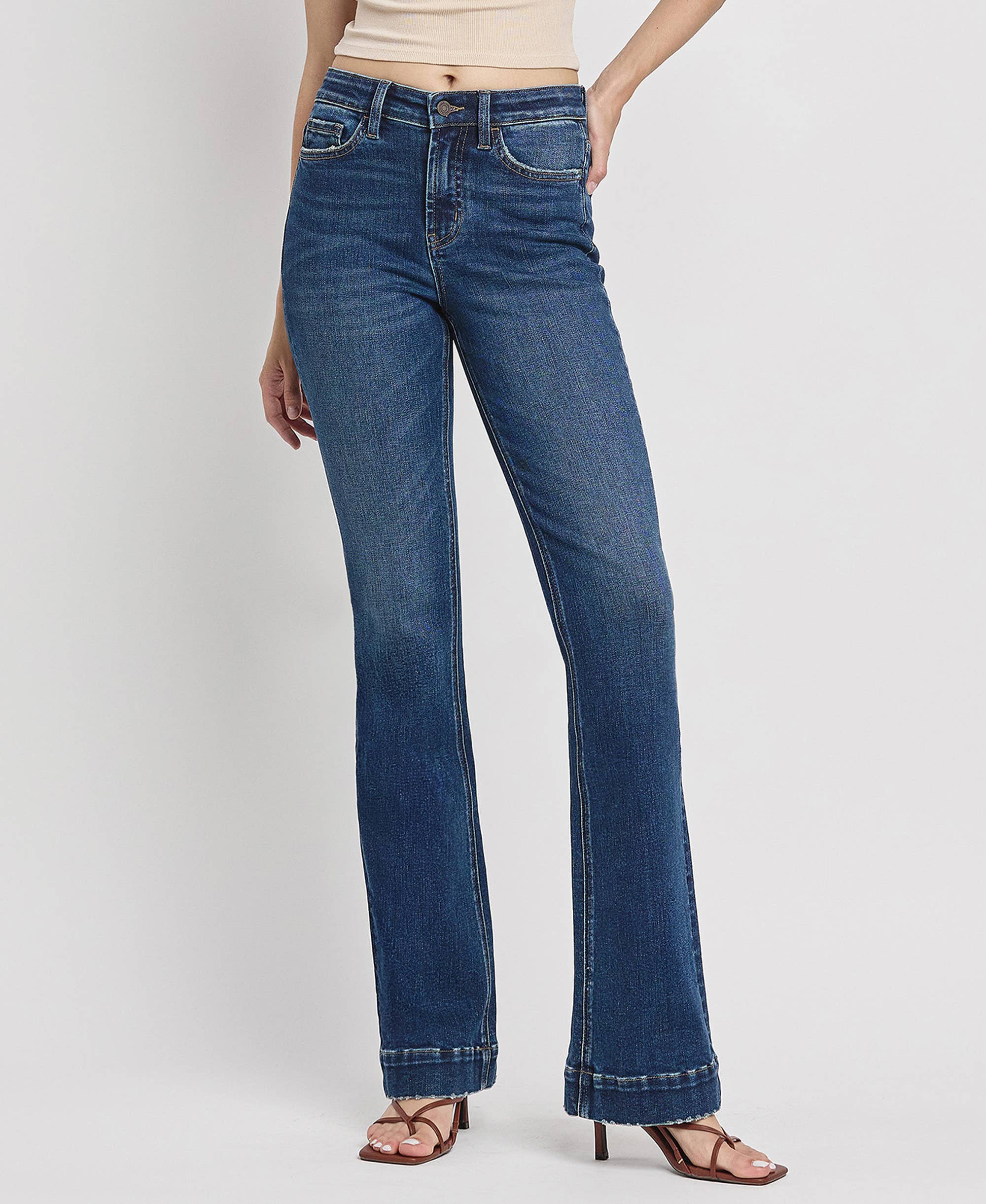 VERVET by Flying Monkey - High Rise Trouser Hem Bootcut Jeans