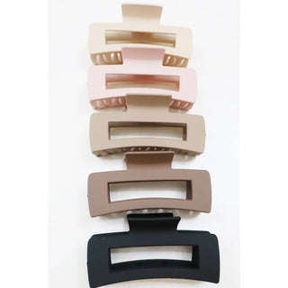 Neutral Color Matte Cut Out Rectangle Hair Claw | Multiple Colors