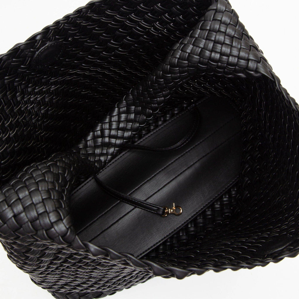 Tiara Woven Hobo Tote Bag With Pouch | Tan