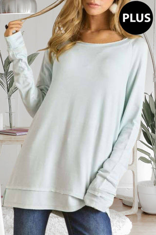 Tanya Plus Size Boat Neck Tunic Top | Sand