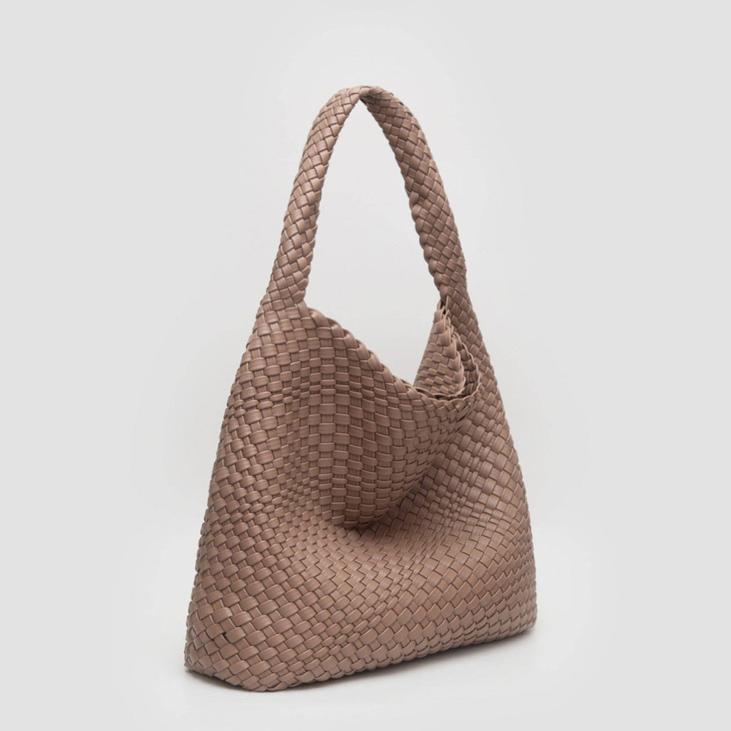 Tiara Woven Hobo Tote Bag With Pouch | Tan