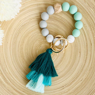 Bangle + Tassel Keychain | Black Leopard