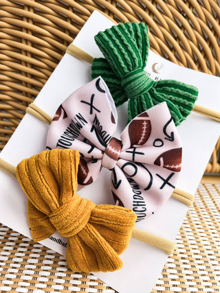 Baby Bow Headband Set of 3 | Football