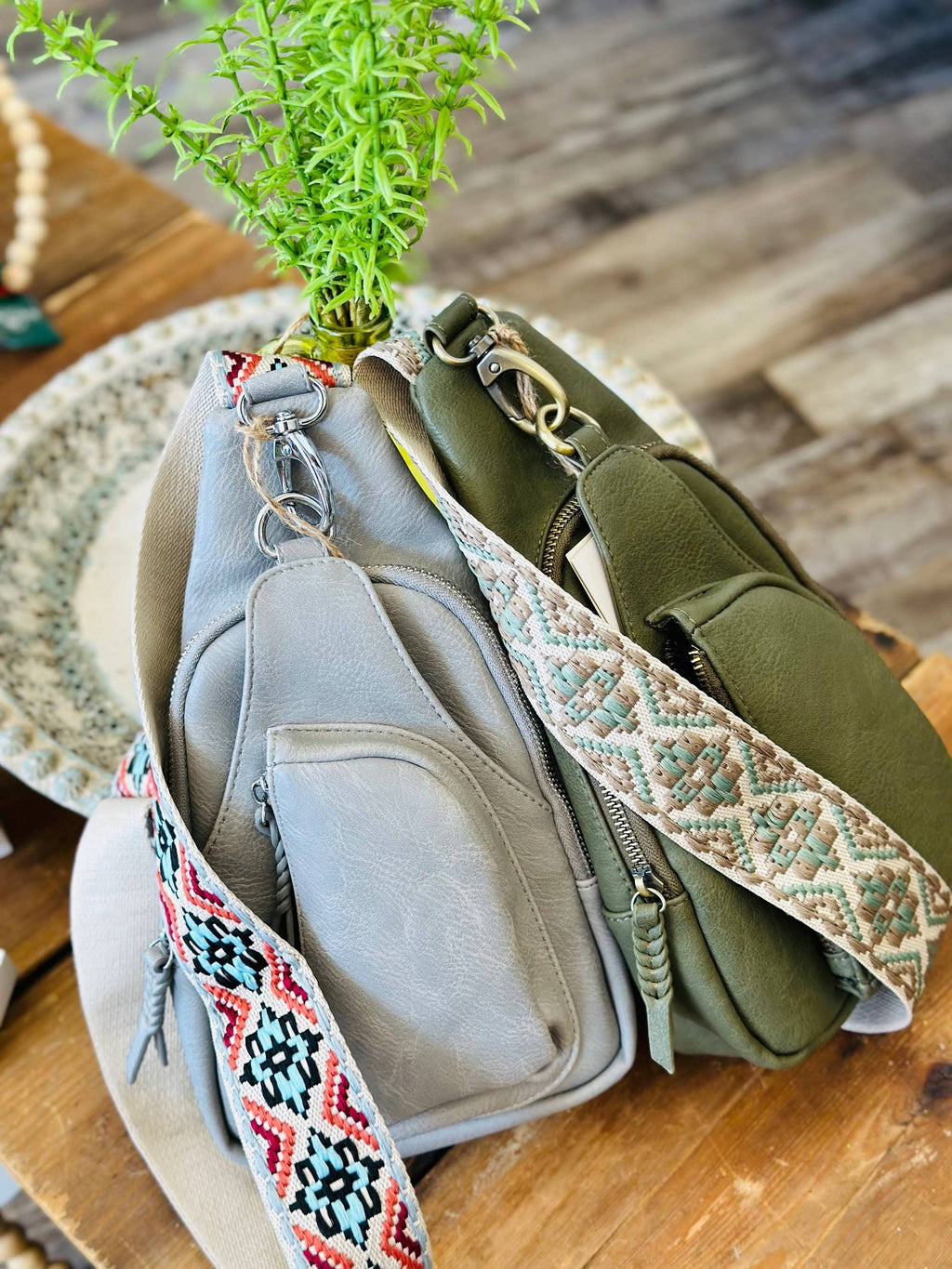 Zoey Boho Sling Bag with Guitar Strap | Green