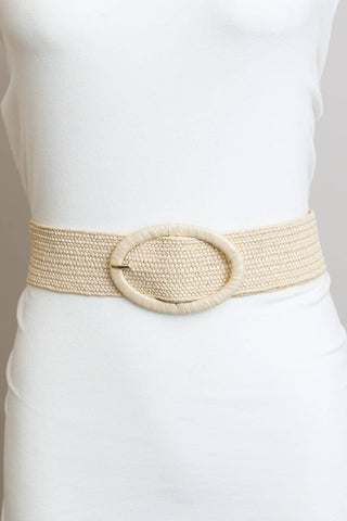 Raffia Oval Buckle Belt - Eco Chic | Tan