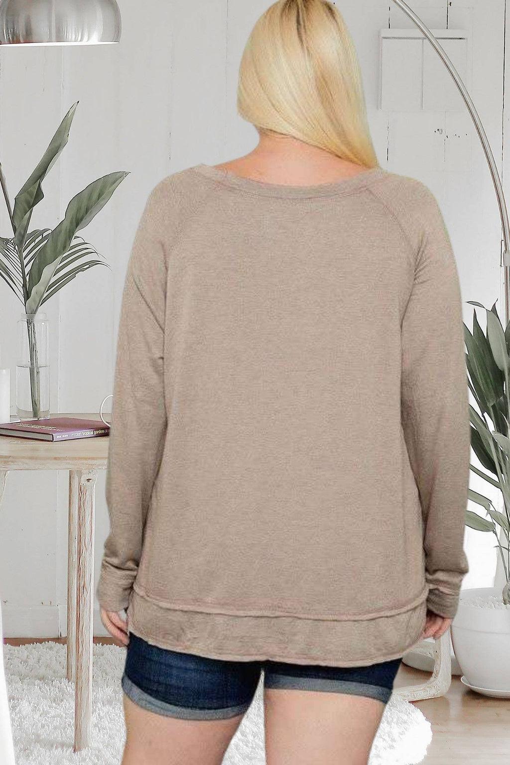 Tanya Plus Size Boat Neck Tunic Top | Sand