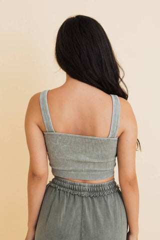 Just Breathe Washed Ribbed Padded Bralette | Black