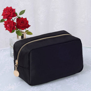 Emma Round Zippered Nylon Cosmetic Pouch Bag | Sand