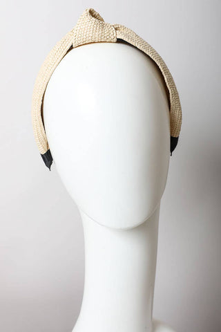 Bohemian Straw Rattan Knotted Headband | Ivory