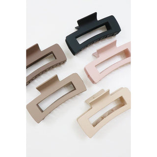 Neutral Color Matte Cut Out Rectangle Hair Claw | Multiple Colors