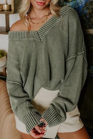 Mel Mineral Washed Sweater | Green