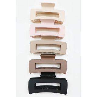 Neutral Color Matte Cut Out Rectangle Hair Claw | Multiple Colors
