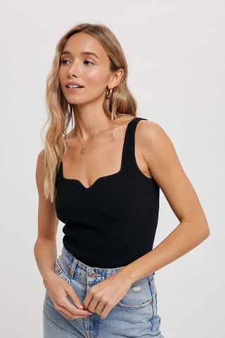 Essential Ribbed Tank - Black