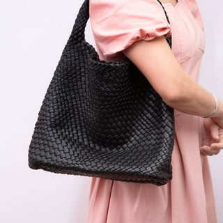 Tiara Woven Hobo Tote Bag With Pouch | Olive Green