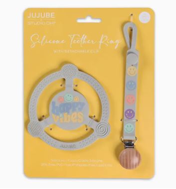 Silicone Teether Ring with Detachable Clip | Happy Baby Vibes