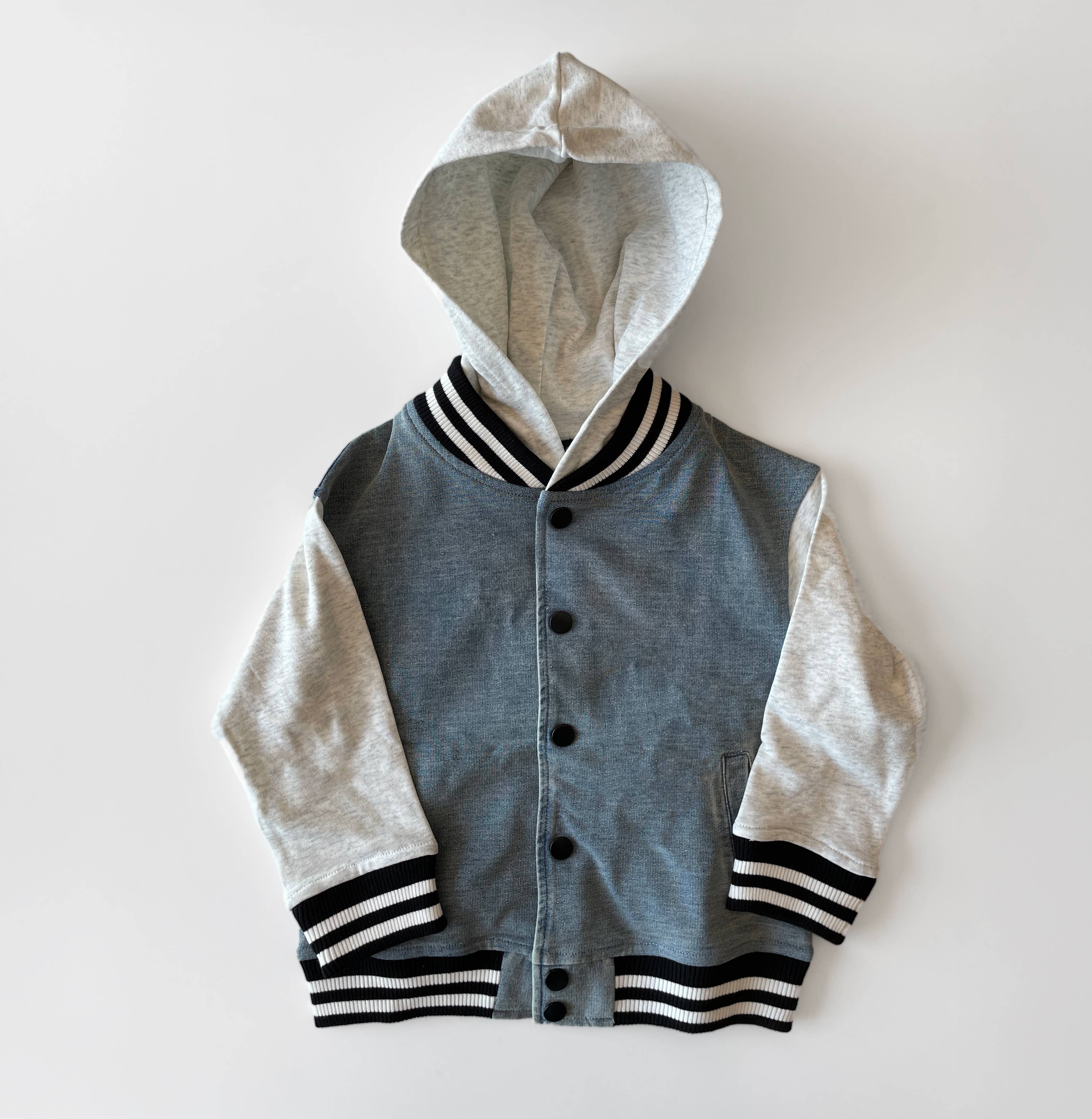 Link Toddler Washed Indigo Hooded Varsity Bomber