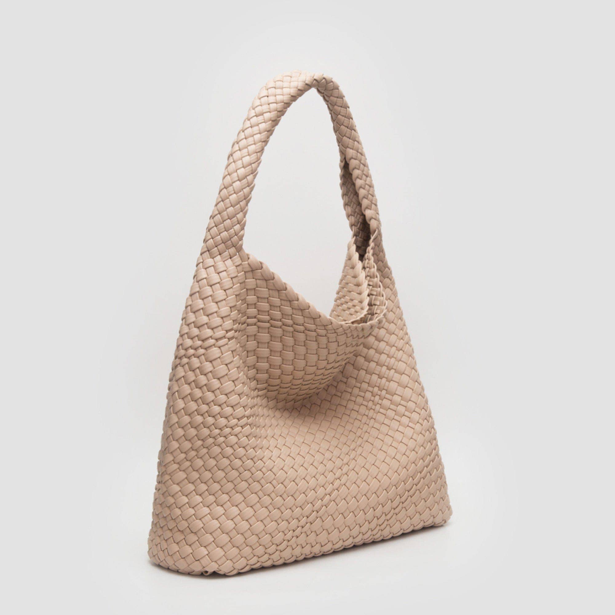 Tiara Woven Hobo Tote Bag With Pouch | Tan