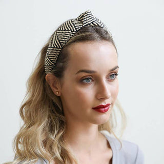 Bohemian Straw Rattan Knotted Headband | Black
