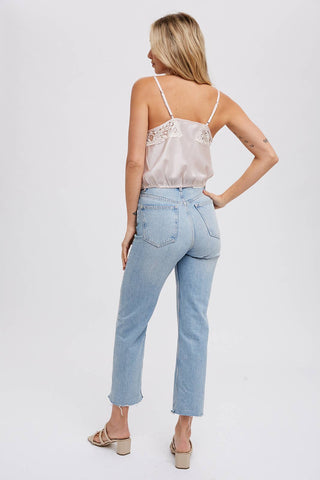 Sylvie Silky Lace Trim Camisole | Mushroom