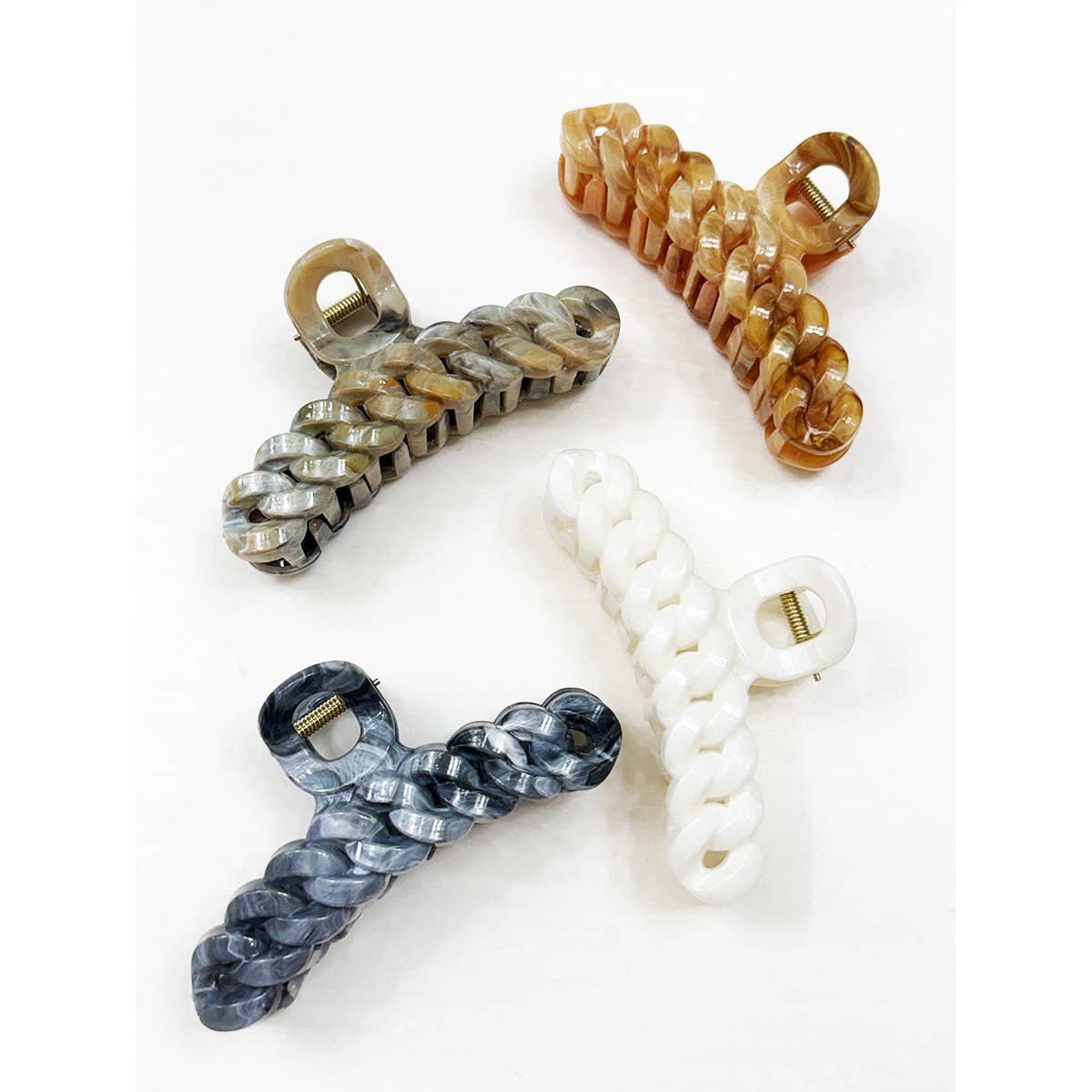 Neutral Tone Marble Chain Pattern Hair Claw Clip | Multiple Colors